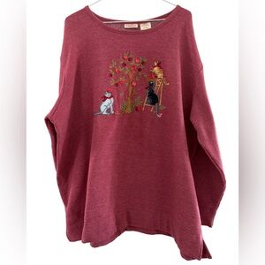 Bobbie Brooks Sweater Cats Apple Tree Women’s Size 22W/24W